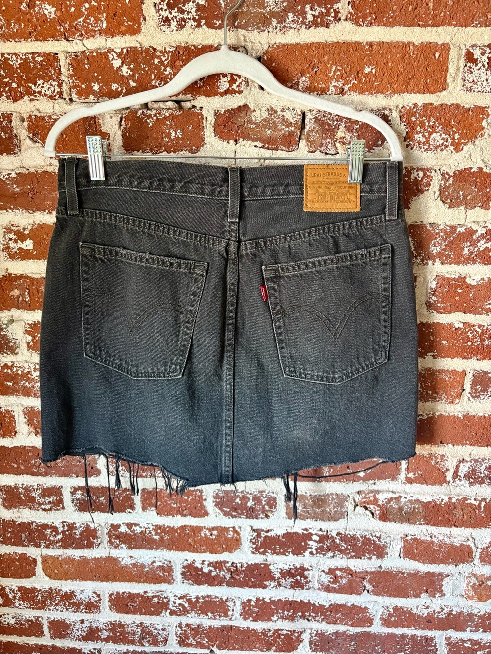 Levi’s Premium Deconstructed Black Distressed Denim Skirt - Picture 6 of 8